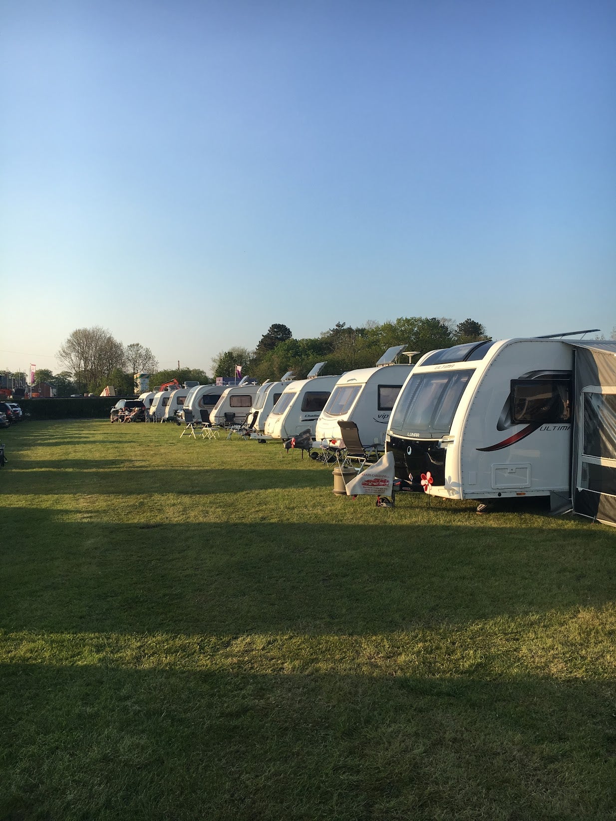 Caravans in a peaceful field